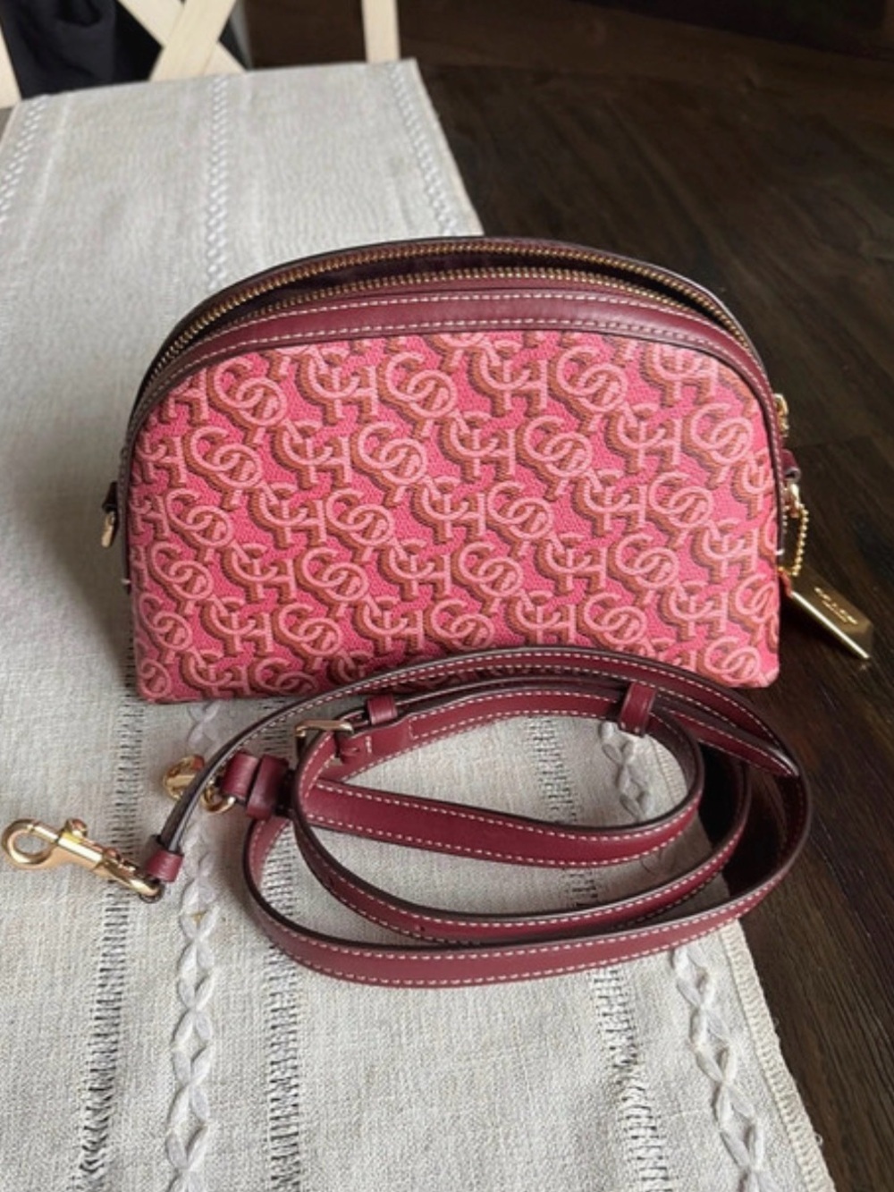 COACH MADI Crossbody w Rouge Pink Canvas & Leather Monogram Print CF343 - Picture 14 of 14